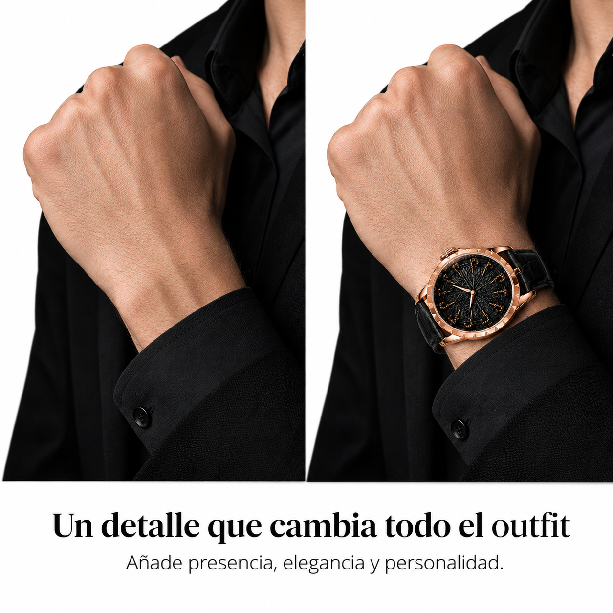 12 Caballeros — Reloj rose gold esfera gótica frontal