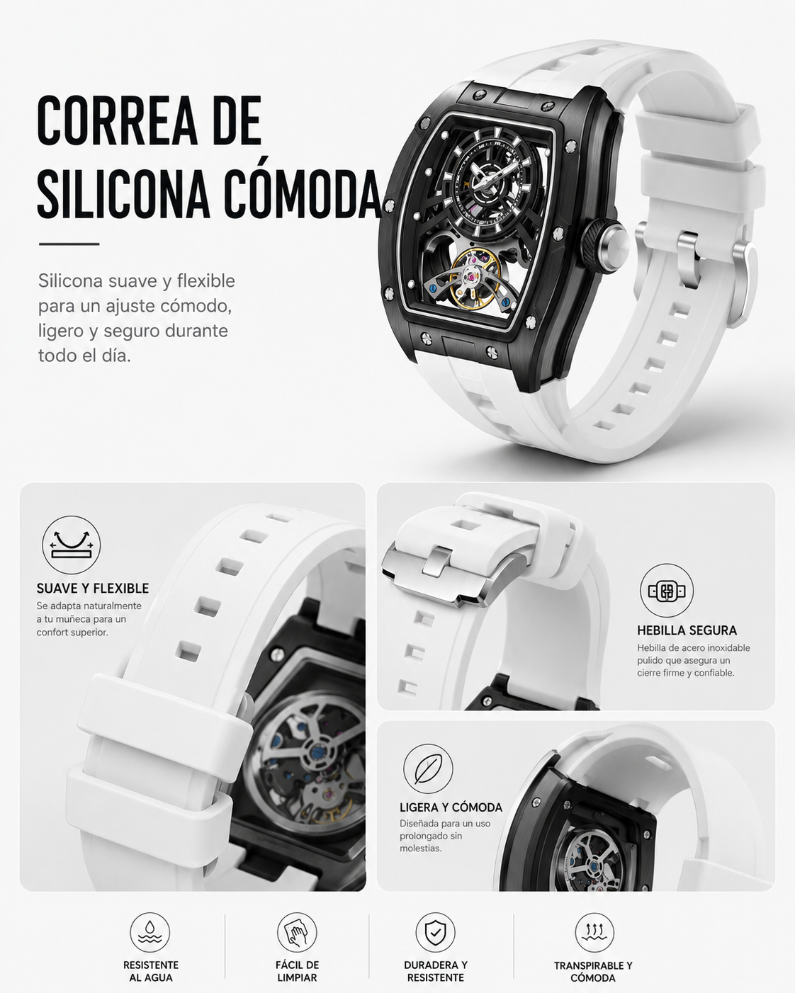 White Skeleton — Reloj Hombre Skeleton Automático