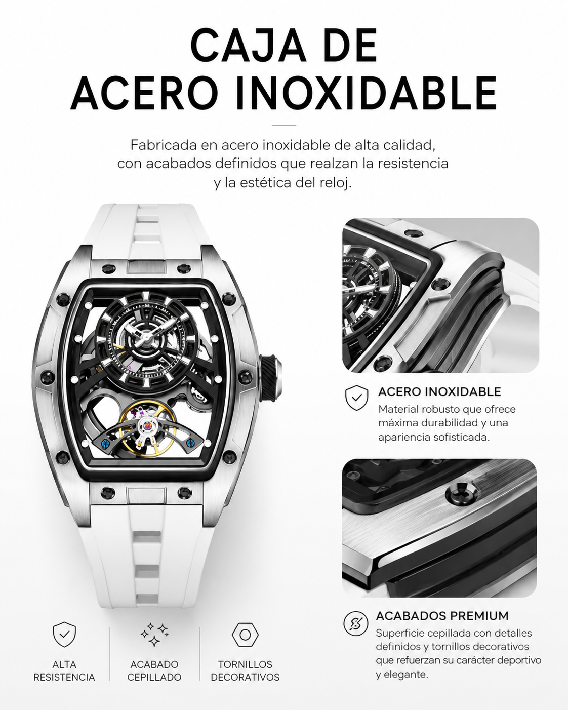 White Skeleton — Reloj Hombre Skeleton Automático