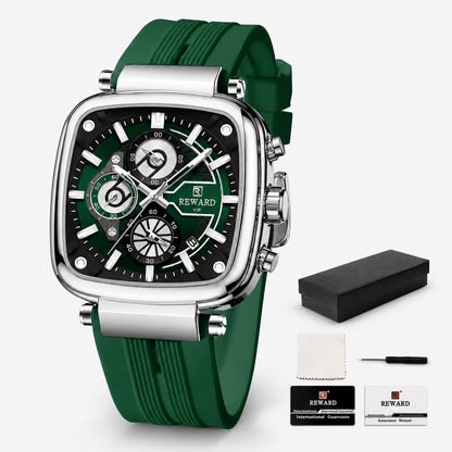 RD Verde Esmeralda — Cronógrafo deportivo frontal con accesorios