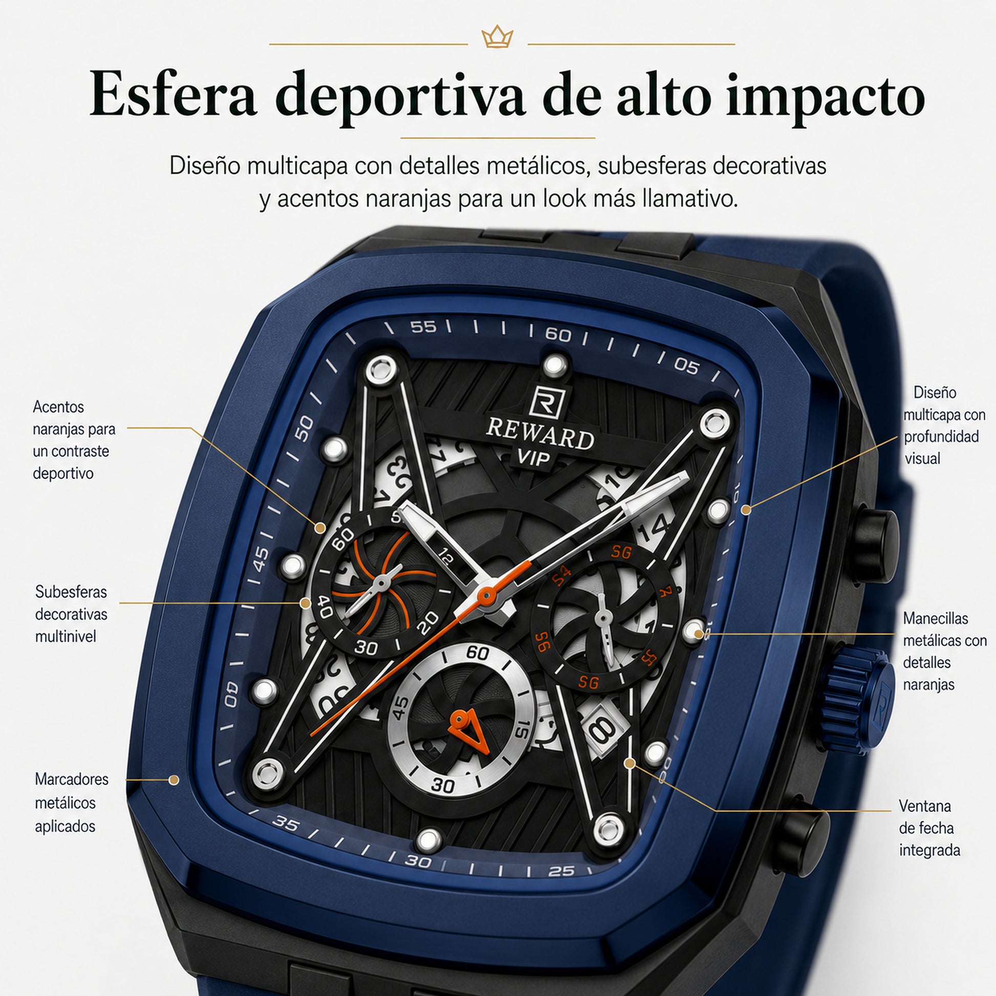 RD Blue Chrome — Esfera deportiva de alto impacto